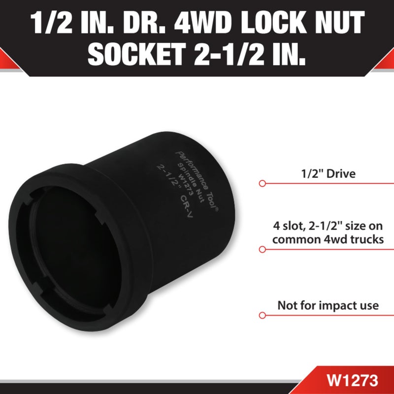 Performance Tool W1273 2-1/2-Inch 4 Wheel Drive Lock Nut Socket - Image 2